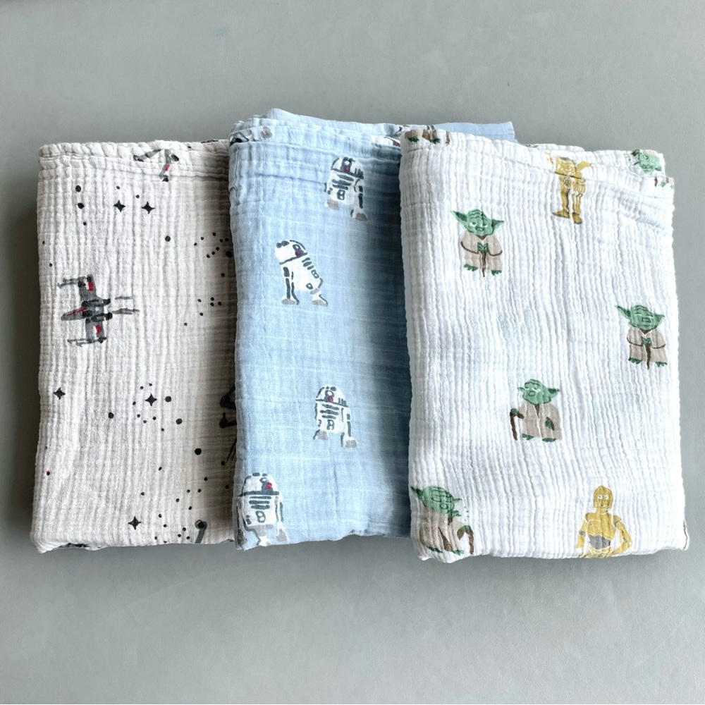 Pottery Barn Star Wars 100% Organic Cotton Muslin Swaddle Bundle of 3